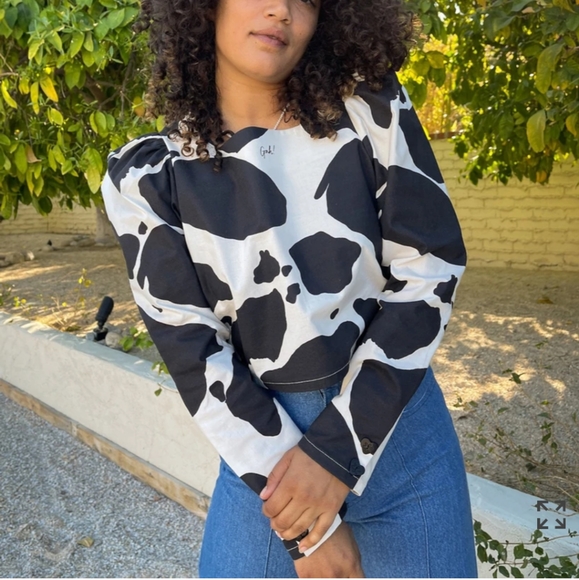Lisa Says Gah Tops - Gah! Maddie Top in cow print 🐄